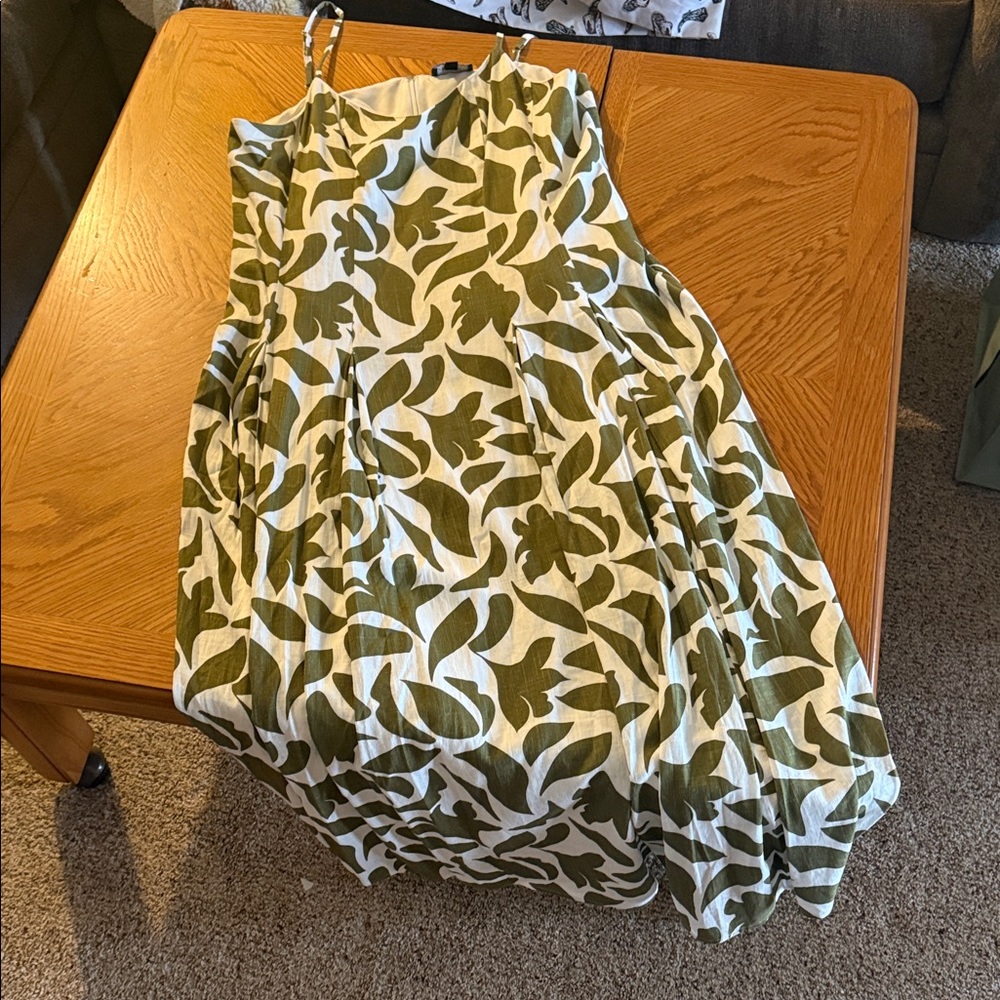 MSK Green and White Floral Maxi Dress